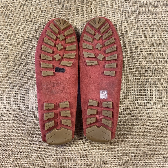 Coach slip-on loafer driving shoe flats suede leather amber red women's 7.5B - Picture 9 of 10